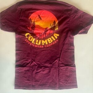 Columbia Red and Yellow Short Sleeve Tee Outdoor Adventure